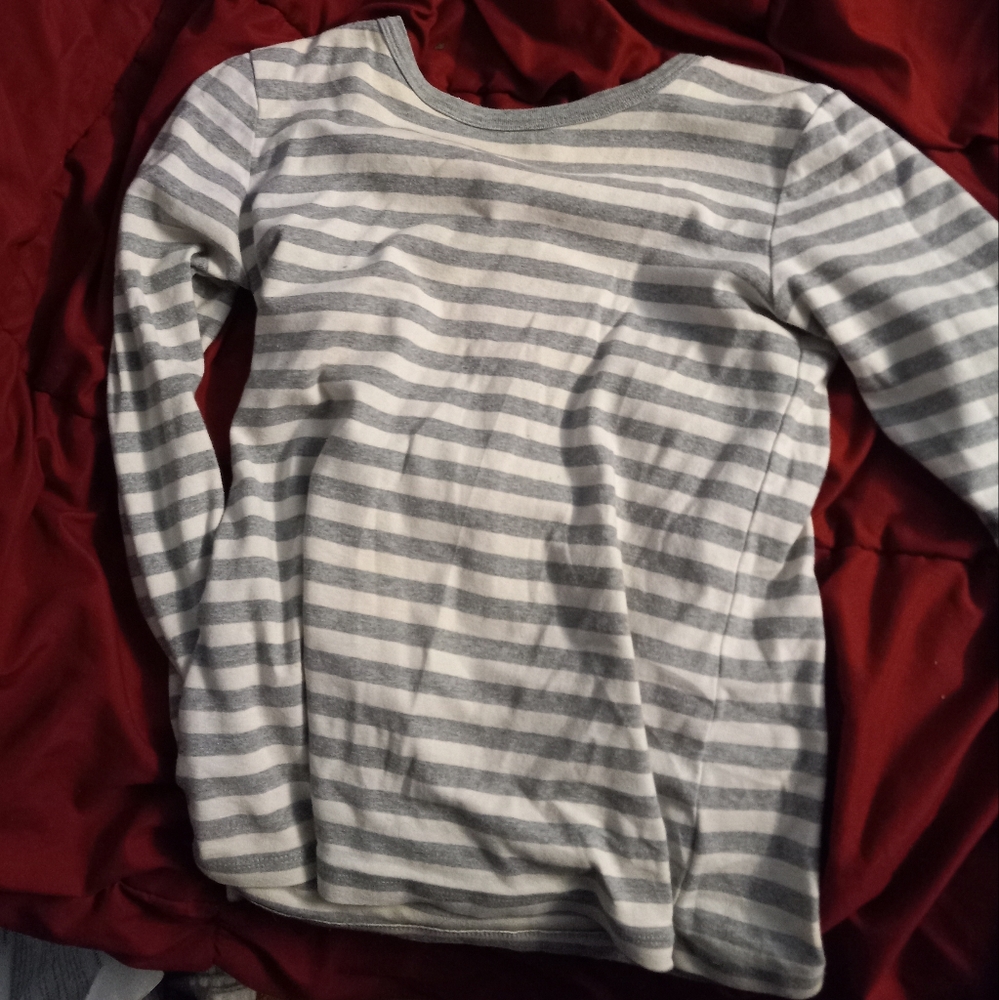 White/Gray striped top